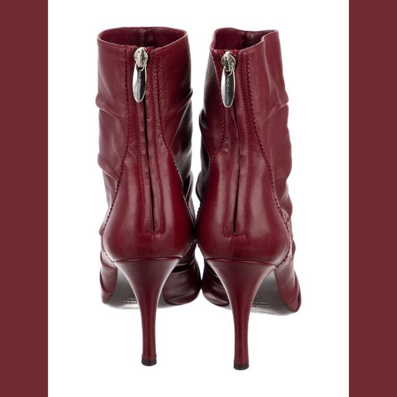 Sergio Rossi Deep Cherry Red Ruby Burgundy Boots IT 39.5 - Picture 3 of 6